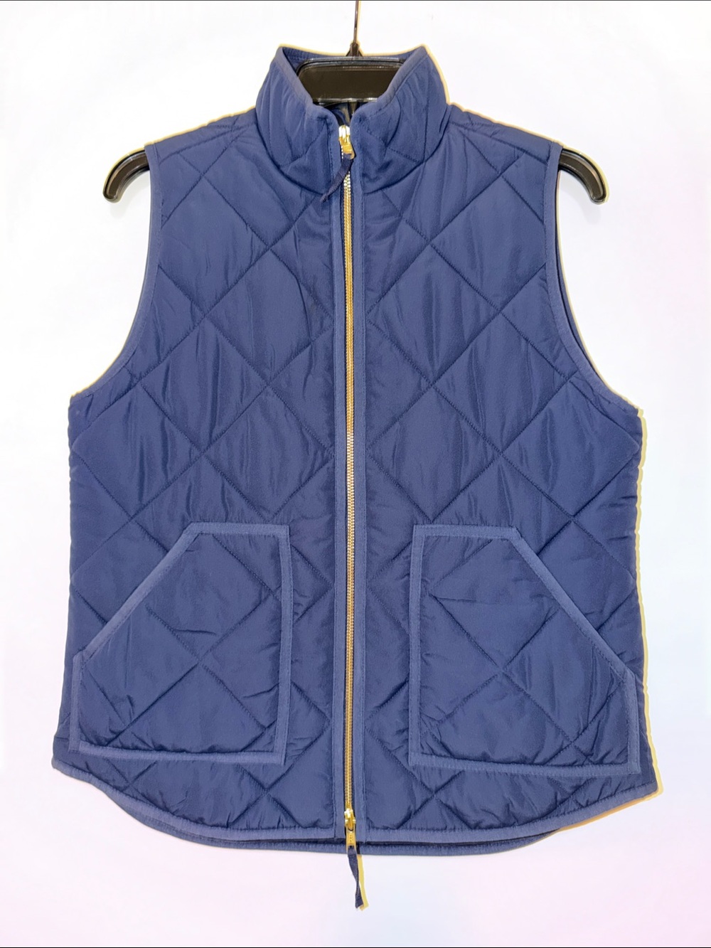 J. Crew Quilted Navy Zip-Front Vest